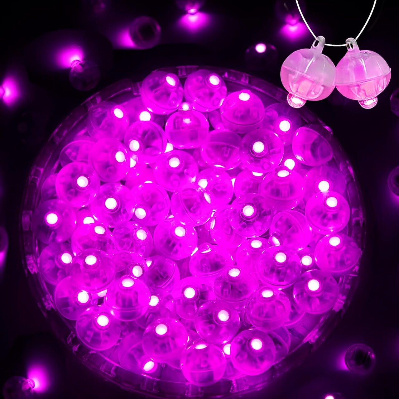 100PCs Mini Led Lights, Led Balloons Light for Party Decorations Neon Party Lights for Paper Lantern Easter Eggs Birthday Party Wedding Halloween Christmas Decoration(Glow steadily Pink)